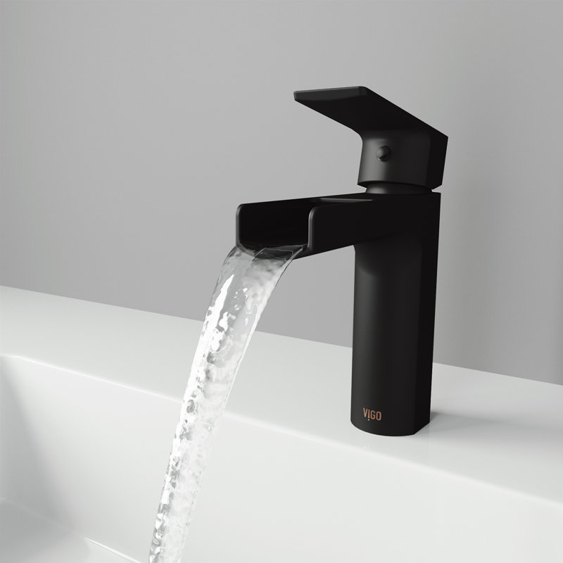 Matte Black Single-Hole Bathroom Faucet with Brass Construction