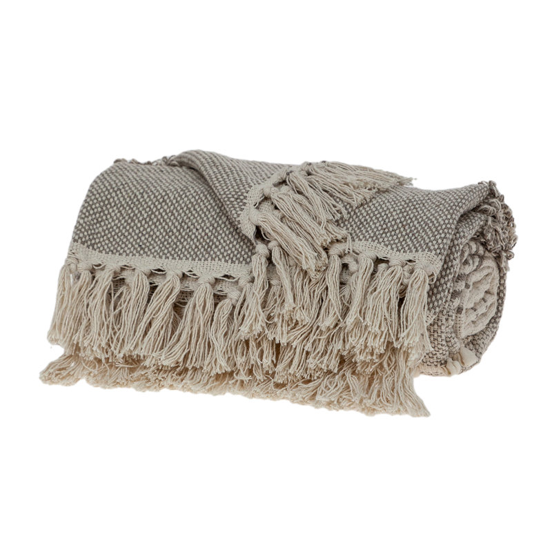Neil Eclectic Beige 67" x 52" Wool-Blend Handloom Throw