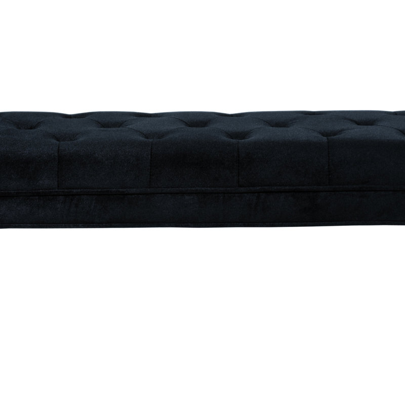 Chatham Transitional Tufted Black Velvet 53'' Bench