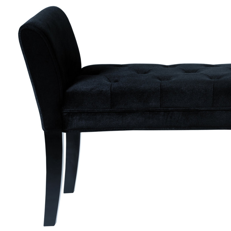 Chatham Transitional Tufted Black Velvet 53'' Bench
