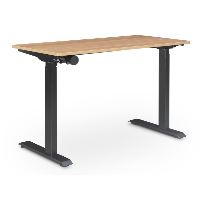 Sleek Adjustable Light Brown Wooden Ergonomic Standing Desk