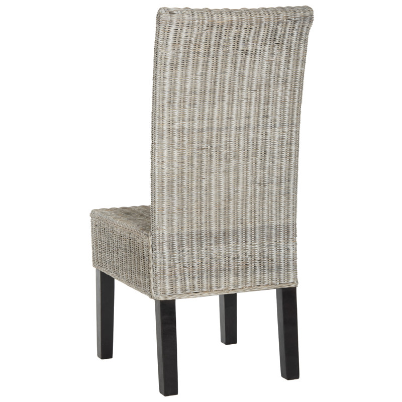 Antique Grey Rattan and Cane Dining Side Chair Set