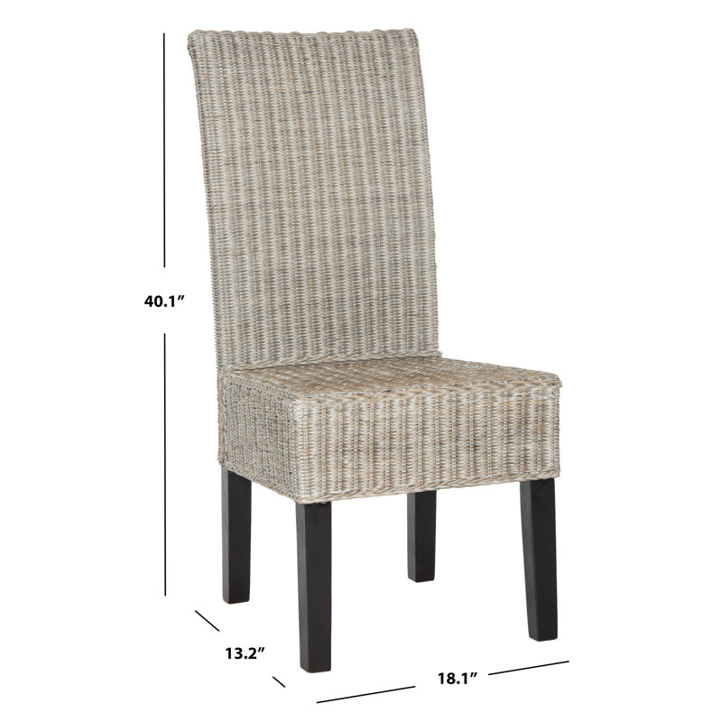 Antique Grey Rattan and Cane Dining Side Chair Set