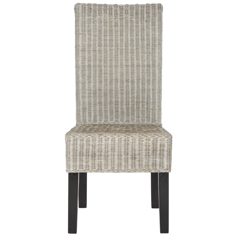 Antique Grey Rattan and Cane Dining Side Chair Set