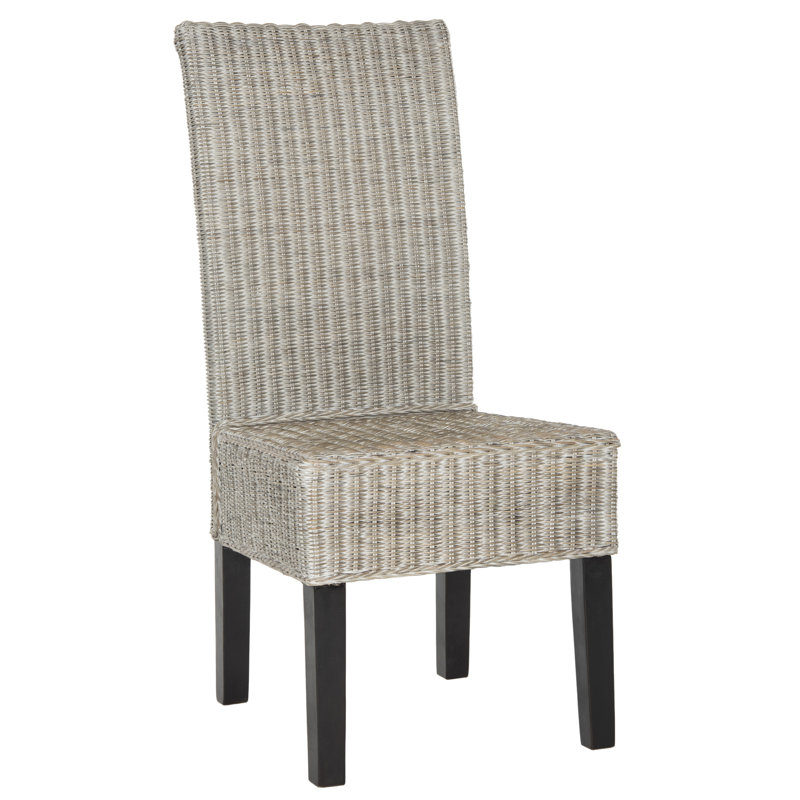 Antique Grey Rattan and Cane Dining Side Chair Set