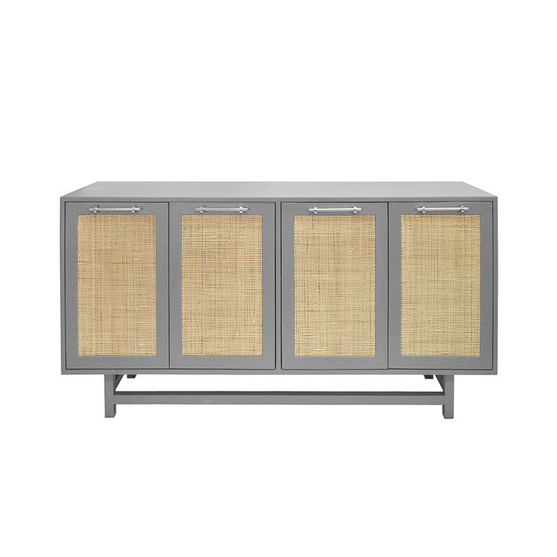 Macon 70'' Matte White Lacquer Sideboard with Nickel Hardware