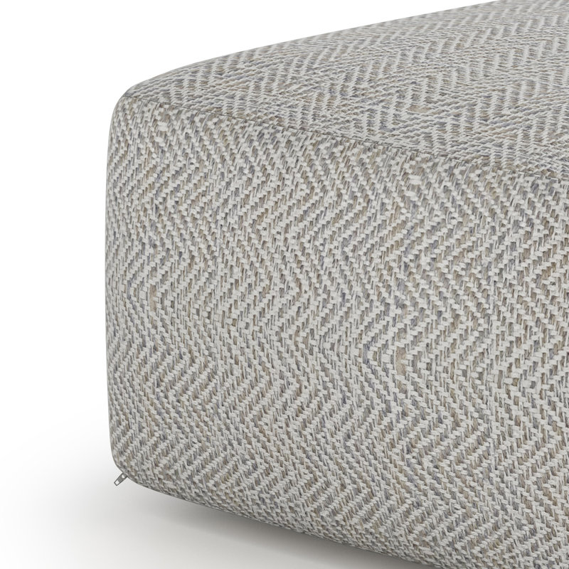Gray Melange Cotton Blend Square Pouf