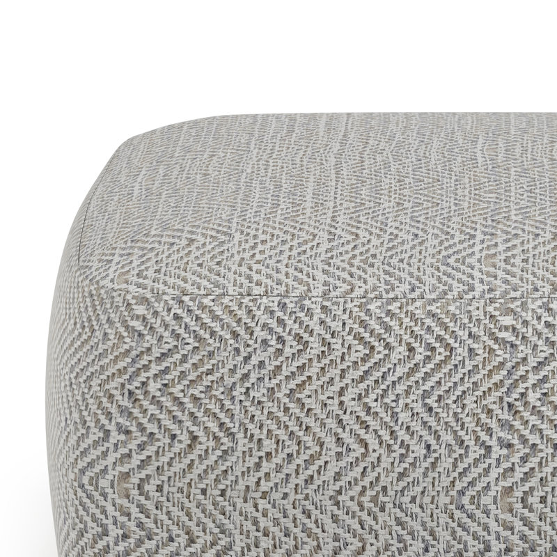 Gray Melange Cotton Blend Square Pouf