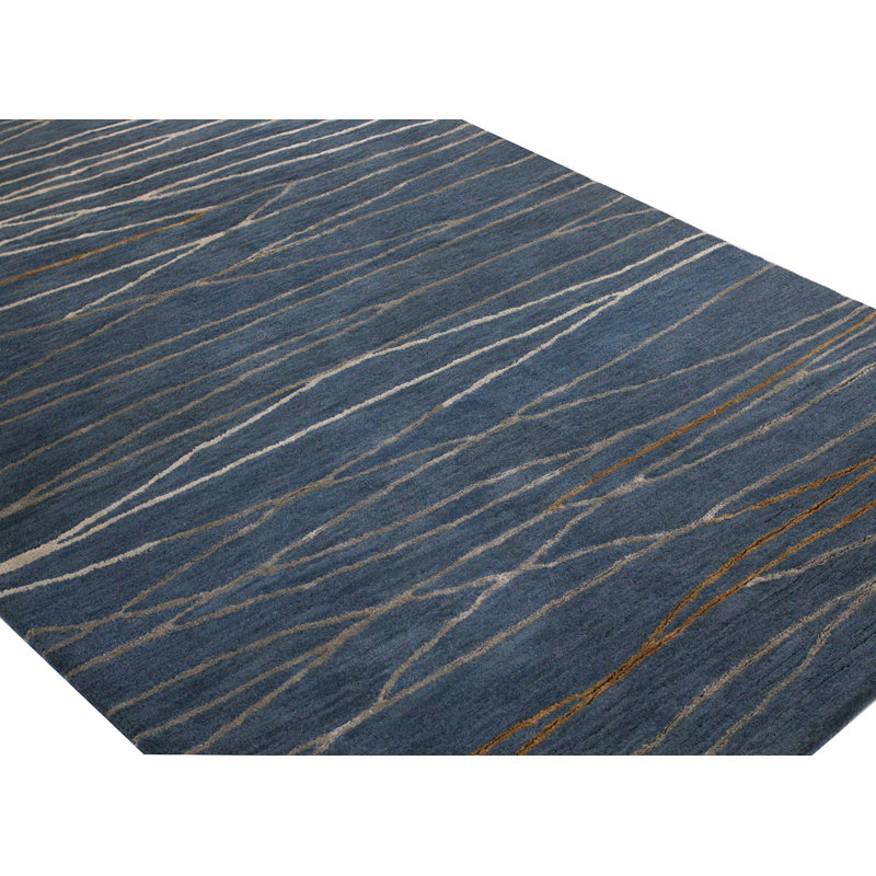 Azure Elegance Handmade Tufted Wool-Viscose 6' x 9' Area Rug