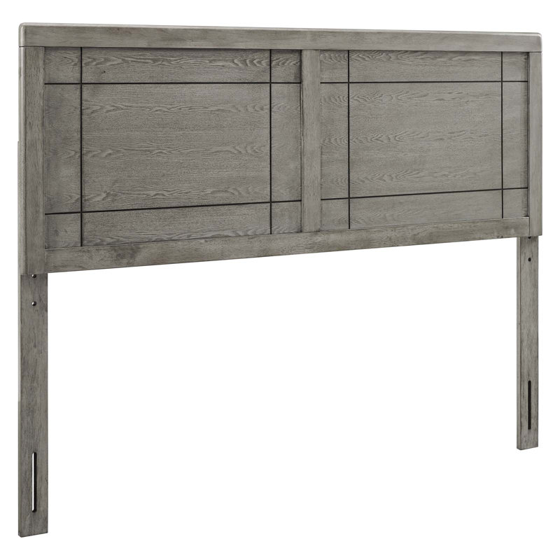 Gray Full Rubberwood and MDF Headboard with Window Pane Design