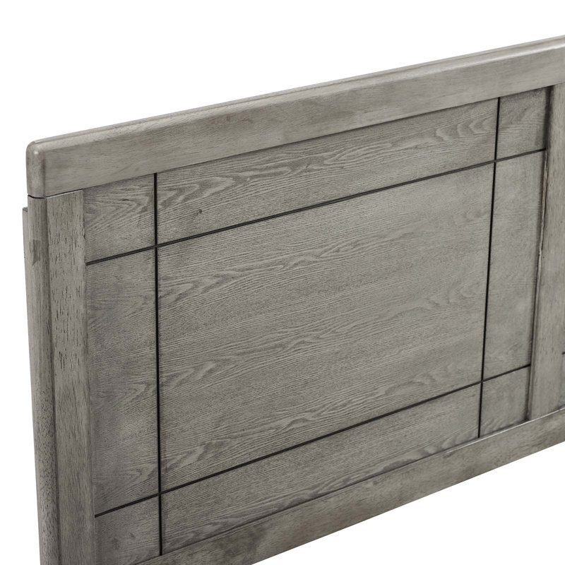 Gray Full Rubberwood and MDF Headboard with Window Pane Design