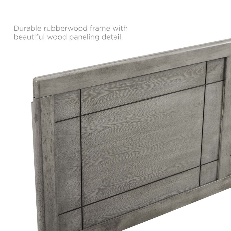 Gray Full Rubberwood and MDF Headboard with Window Pane Design