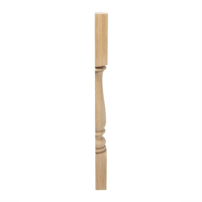 Elegant 35'' Unfinished Rubberwood Half Round Kitchen Island Leg