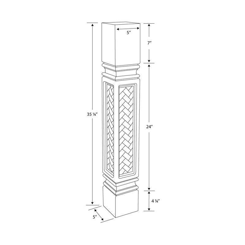 Unfinished Cherry Mission Weave Kitchen Island Leg