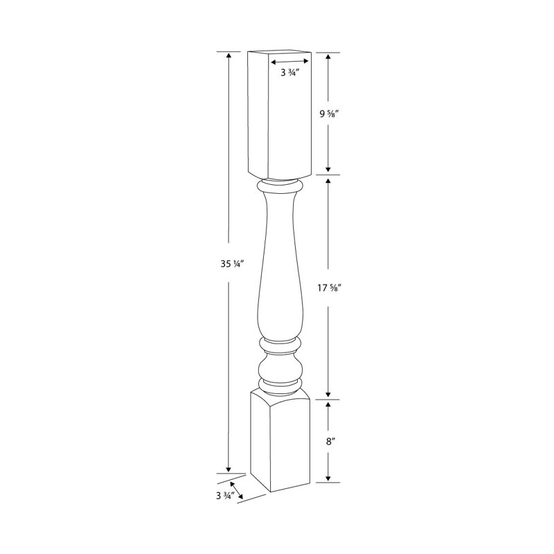 Elegant 35.25" Unfinished Rubberwood Full Round Kitchen Island Leg