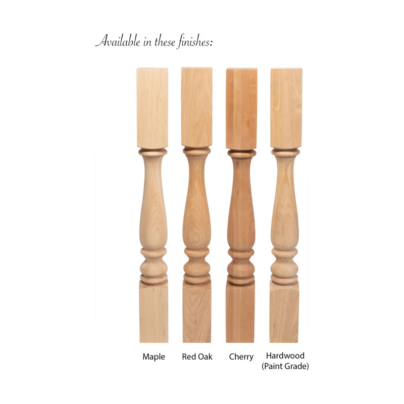 Elegant 35.25" Unfinished Rubberwood Full Round Kitchen Island Leg