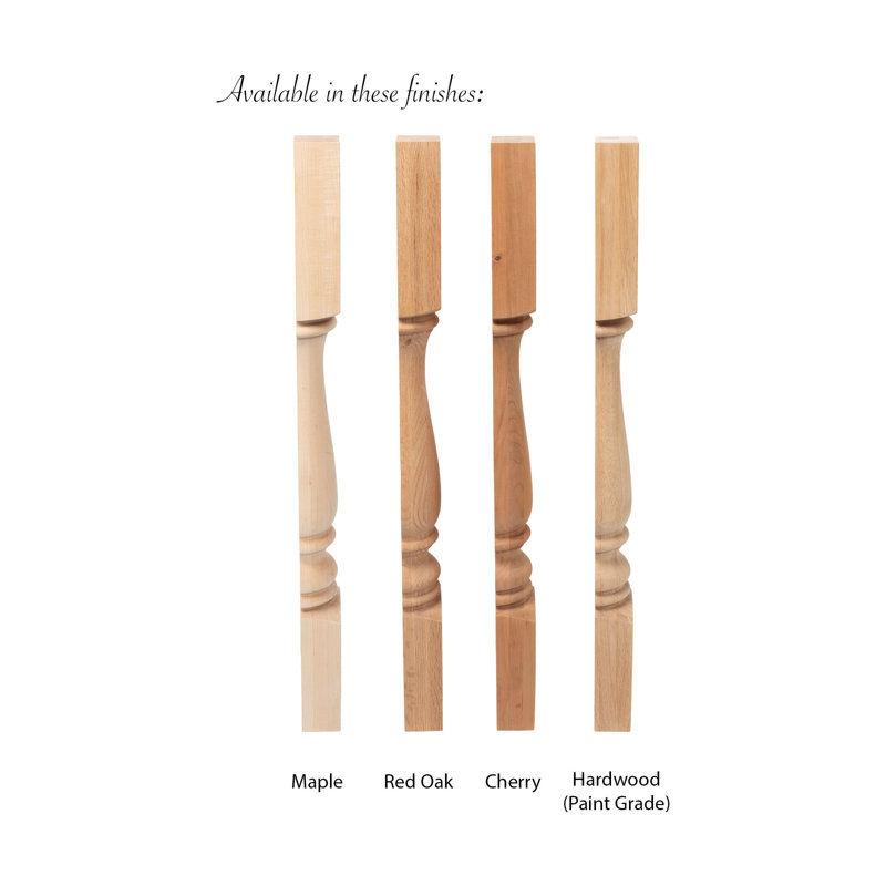 Elegant 35'' Unfinished Rubberwood Half Round Kitchen Island Leg