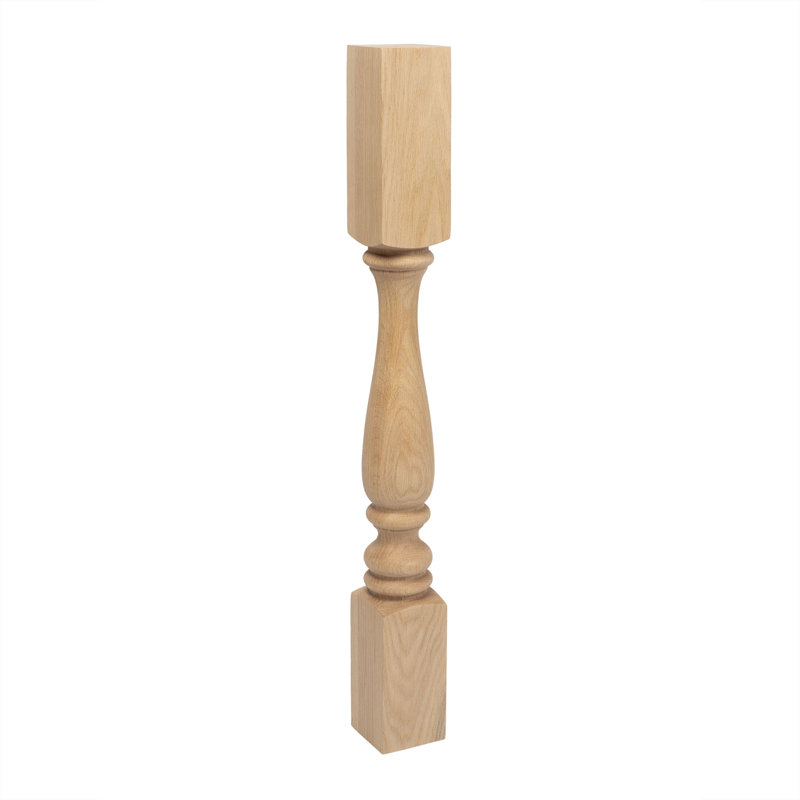 Elegant 35.25" Unfinished Rubberwood Full Round Kitchen Island Leg