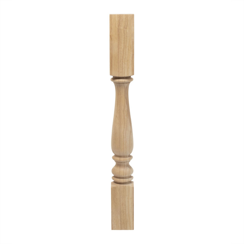 Elegant 35'' Unfinished Rubberwood Half Round Kitchen Island Leg
