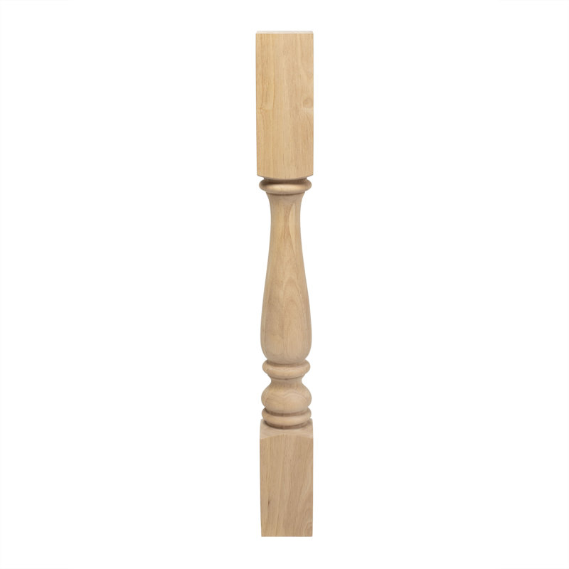 Elegant 35.25" Unfinished Rubberwood Full Round Kitchen Island Leg