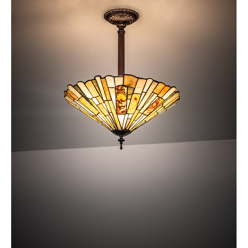 Lemaire 3-Light Mahogany Bronze Chandelier with Jadestone Shade