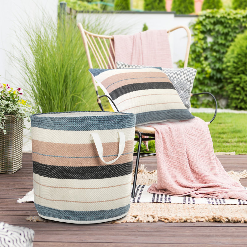 Multicolored Mid-Century 21" Fabric Storage Basket