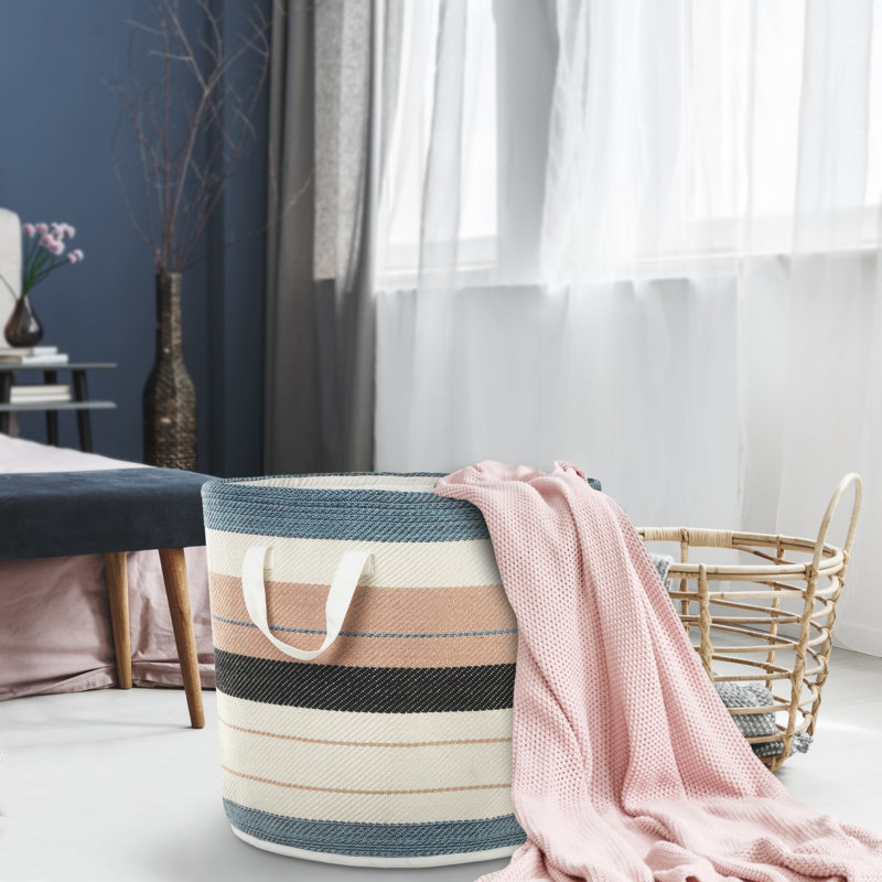 Multicolored Mid-Century 21" Fabric Storage Basket