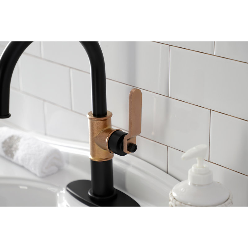 Elegant Whitaker Matte Black and Rose Gold Single-Handle Bathroom Faucet