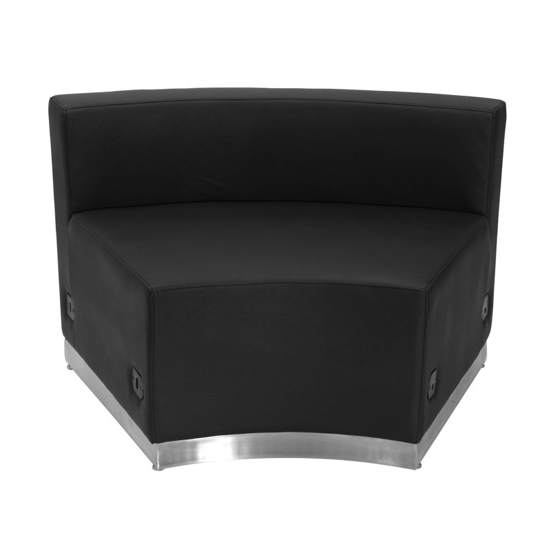 Avalon Black LeatherSoft Modular Concave Chair with Stainless Steel Base