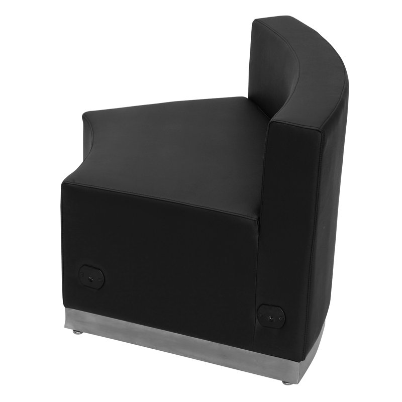 Avalon Black LeatherSoft Modular Concave Chair with Stainless Steel Base