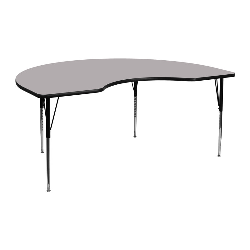 Wren 72''L Kidney Gray Thermal Laminate Collaborative Activity Table