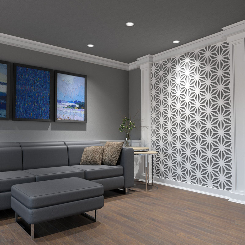 Elegant Unfinished PVC Fretwork Wall Panels, 15.75'' x 17.75''