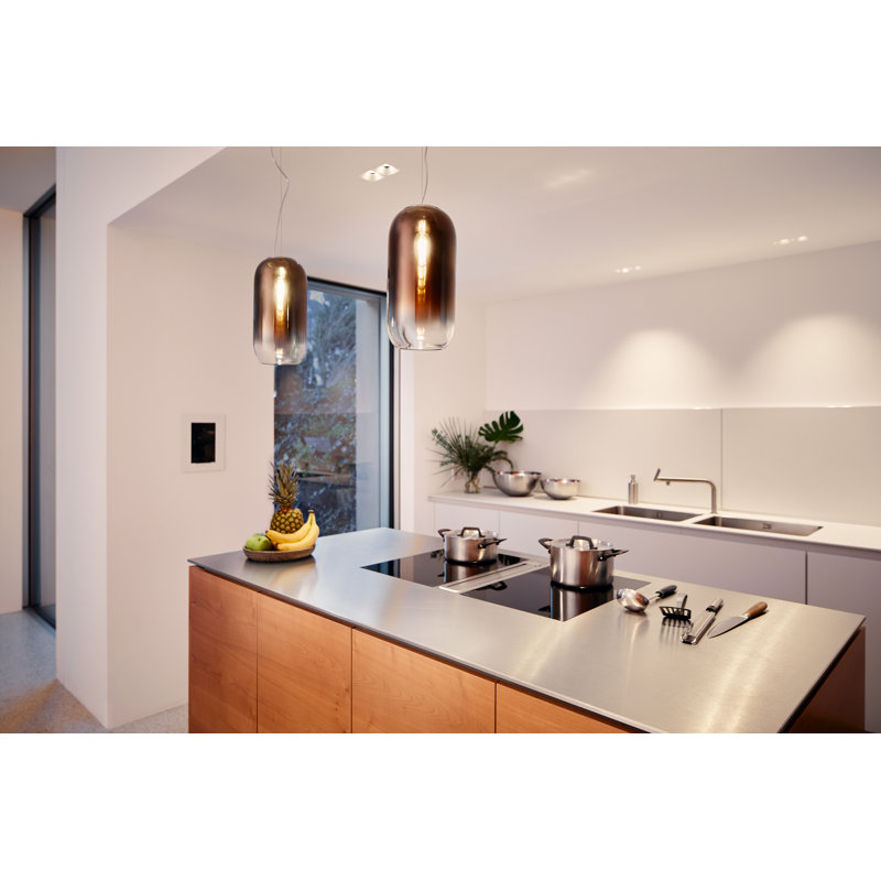 Mini Drum Energy Star Copper Pendant with White Glass Shade