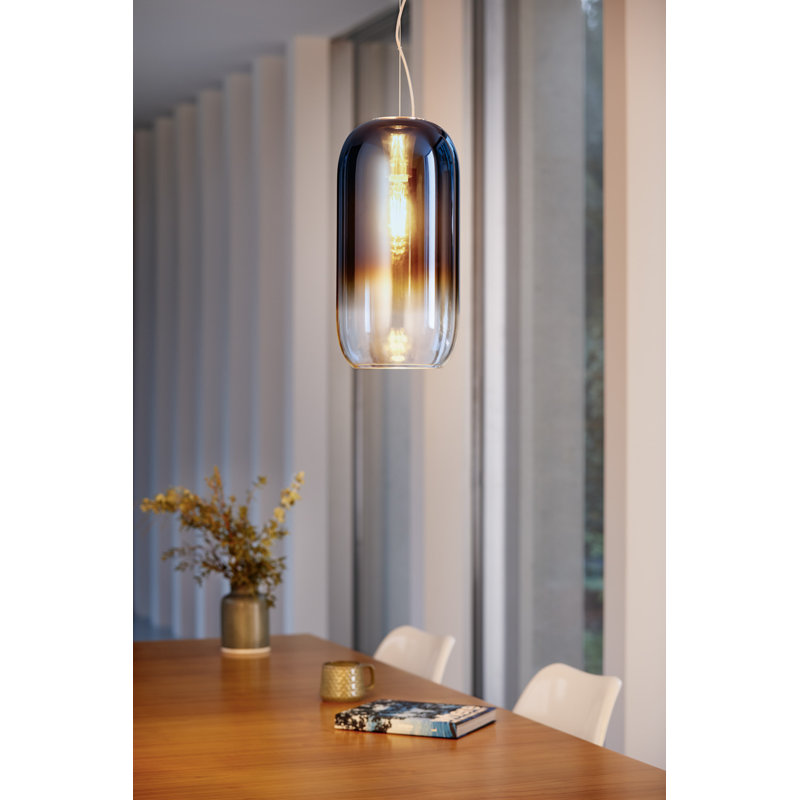 Mini Drum Energy Star Copper Pendant with White Glass Shade