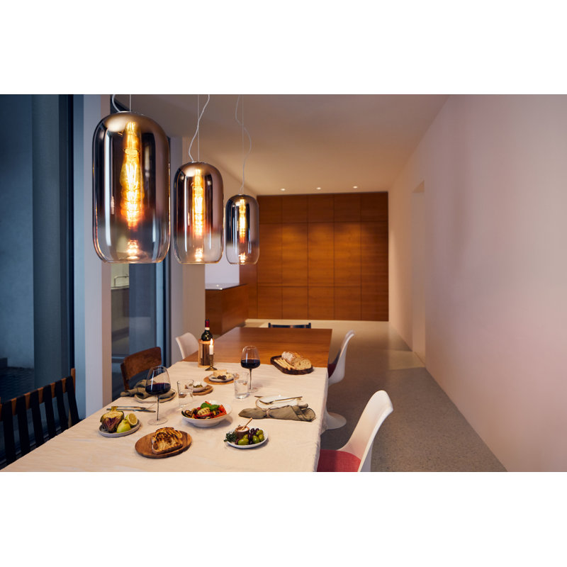 Mini Drum Energy Star Copper Pendant with White Glass Shade