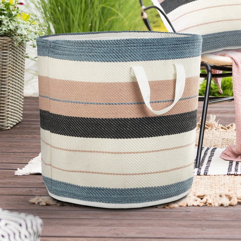 Multicolored Mid-Century 21" Fabric Storage Basket