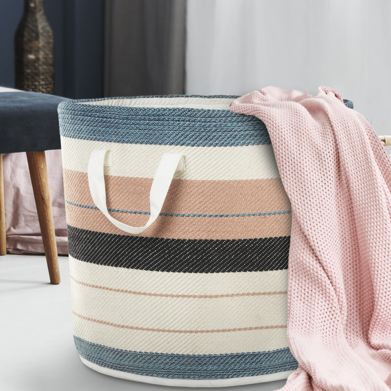 Multicolored Mid-Century 21" Fabric Storage Basket