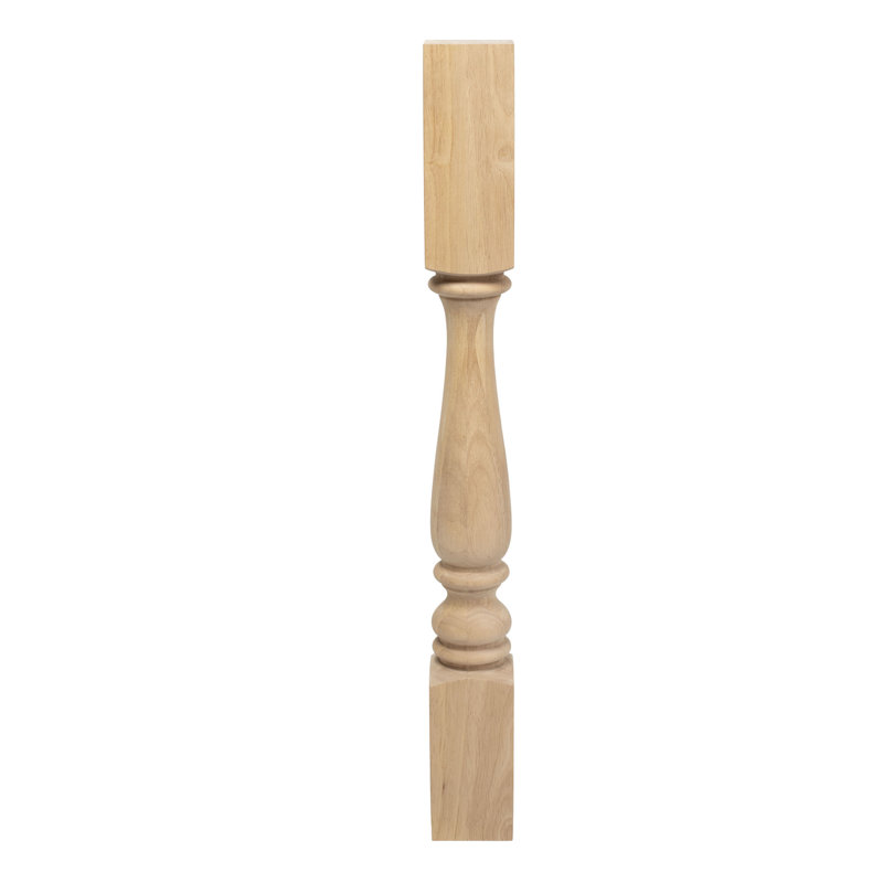 Elegant 35.25" Unfinished Rubberwood Full Round Kitchen Island Leg