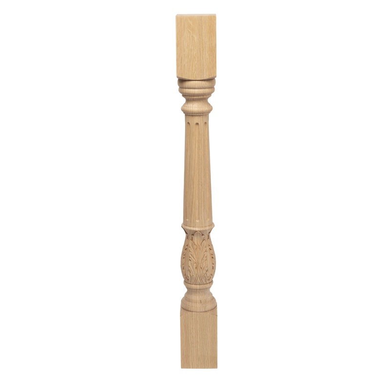 Elegant 35'' Unfinished Rubberwood Acanthus Leaf Kitchen Island Support Leg