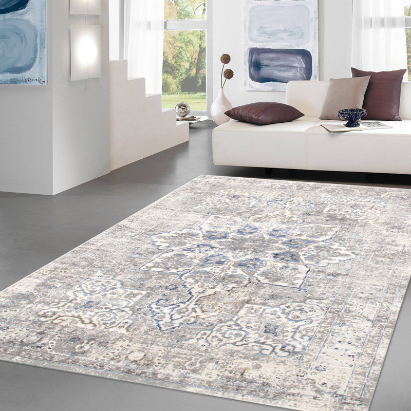 Handmade Gray Synthetic 4'x6' Easy-Care Rectangular Rug