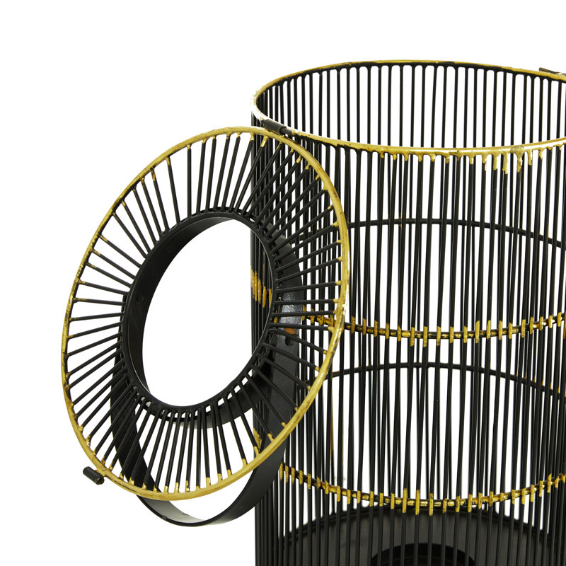 Black and Gold Metal Hanging Candle Lantern Set