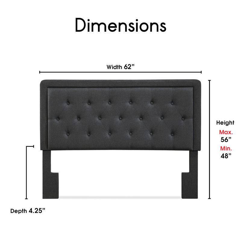 Charcoal Gray Upholstered Tufted Queen Headboard