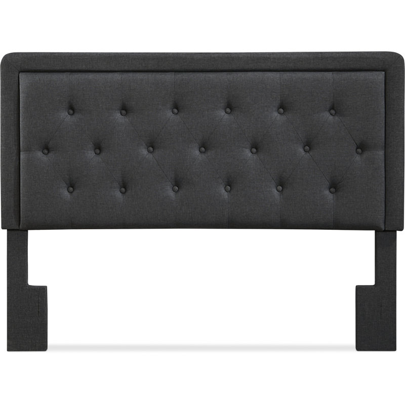 Charcoal Gray Upholstered Tufted Queen Headboard