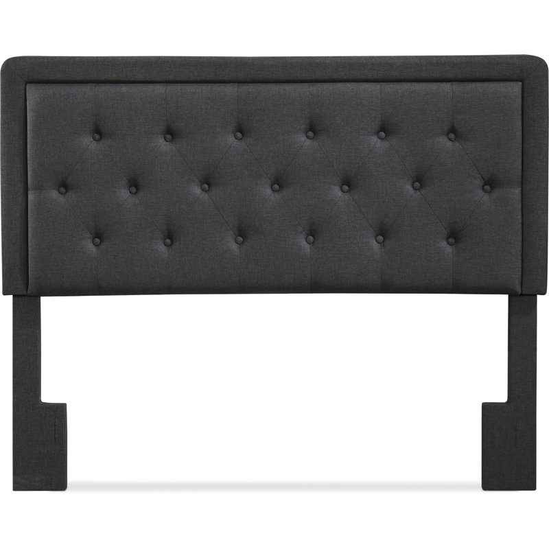 Charcoal Gray Upholstered Tufted Queen Headboard