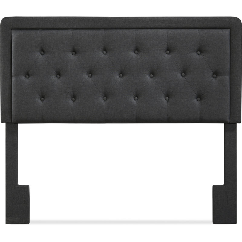 Charcoal Gray Upholstered Tufted Queen Headboard