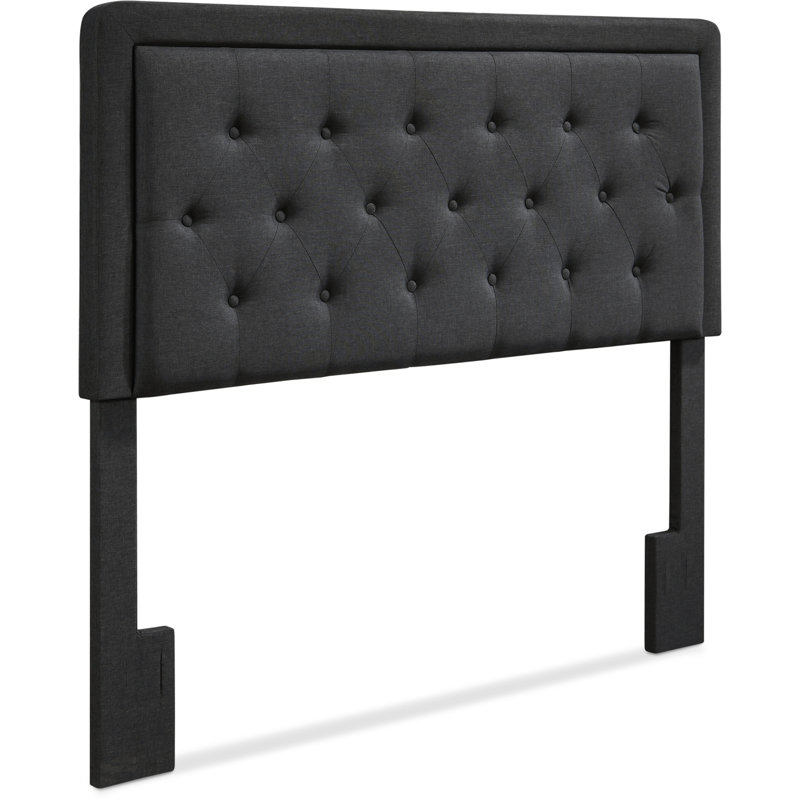 Charcoal Gray Upholstered Tufted Queen Headboard