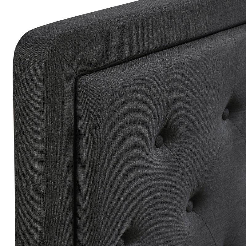 Charcoal Gray Upholstered Tufted Queen Headboard