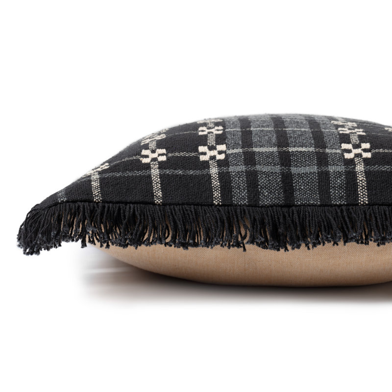 Classic Black and Grey Plaid 18" Cotton Pillow Cover