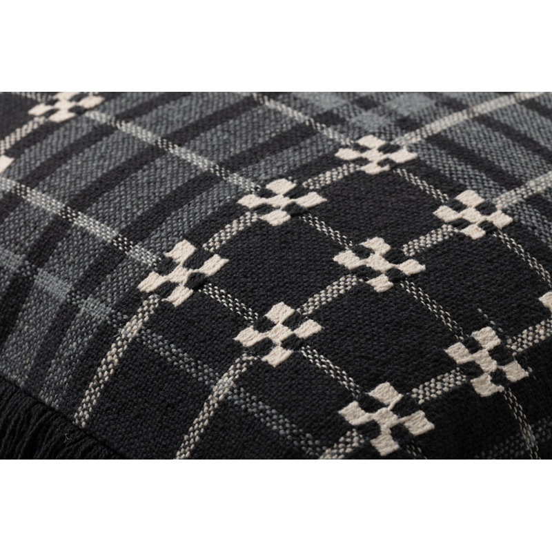 Classic Black and Grey Plaid 18" Cotton Pillow Cover