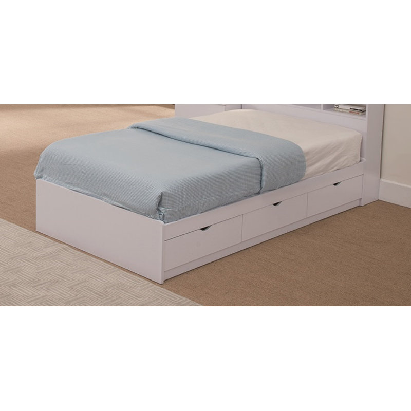 Taupe Twin Wood Frame Storage Bed with 3 Drawers